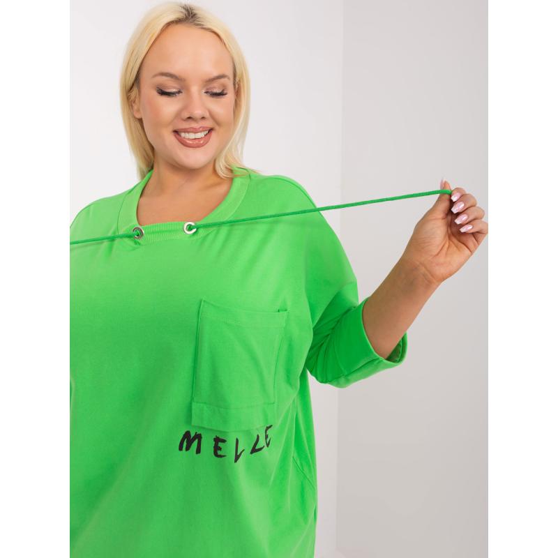 Női plus size blúz zsebekkel HOFA világoszöld