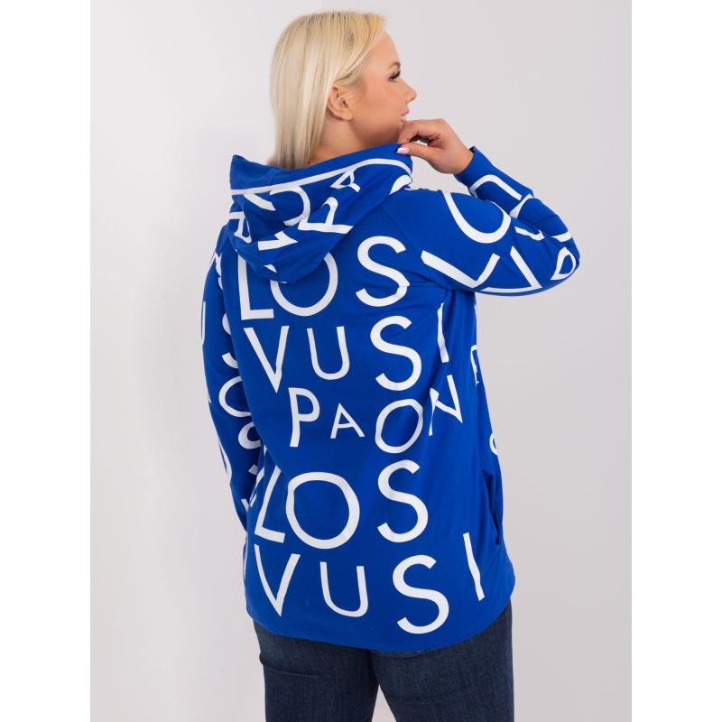Női kapucnis blúz zsebekkel, plus size HIKA kobaltkék