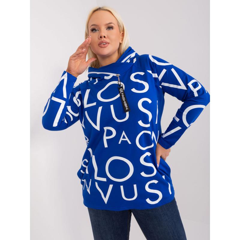 Női kapucnis blúz zsebekkel, plus size HIKA kobaltkék