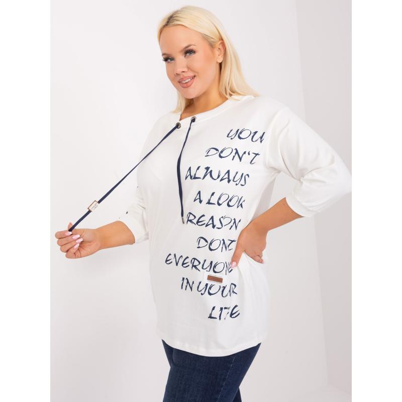 Dámská halenka plus size  s nápisem NERA ecru