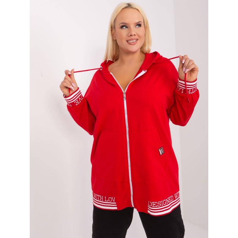 Női bordázott blúz plus size UKA piros