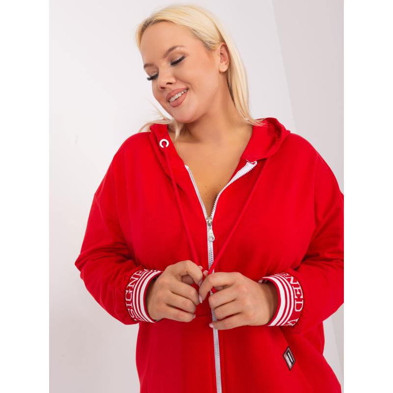 Női bordázott blúz plus size UKA piros