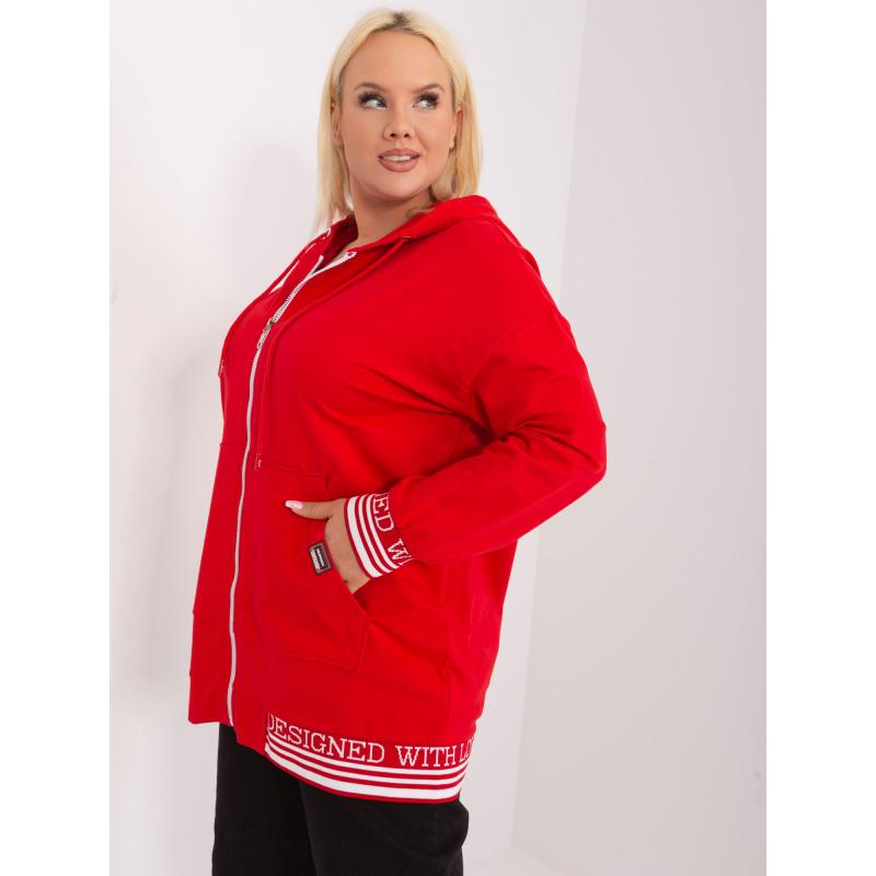 Női bordázott blúz plus size UKA piros