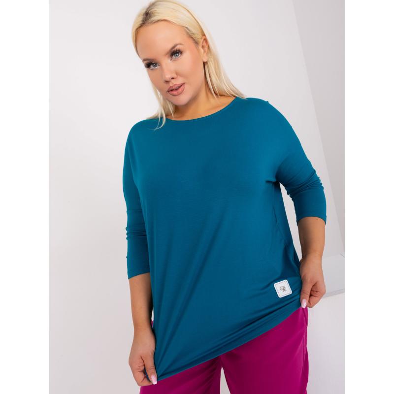 Női 3/4-es ujjú pamut blúz plus size MAKA navy