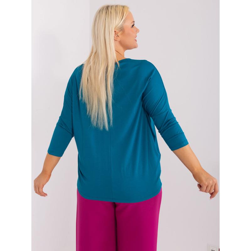 Női 3/4-es ujjú pamut blúz plus size MAKA navy