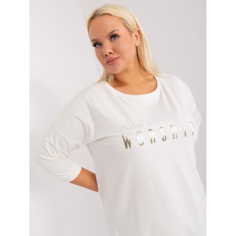 Női plus size blúz hasítékkal UMA ekrü színben