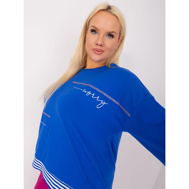 Dámská halenka plus size s nápisem MIRA modrá