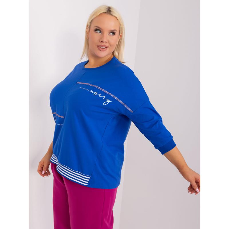 Dámská halenka plus size s nápisem MIRA modrá