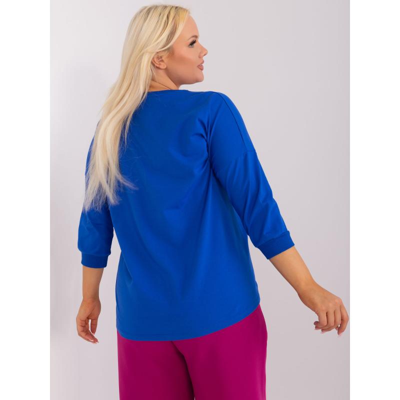 Dámská halenka plus size s nápisem MIRA modrá