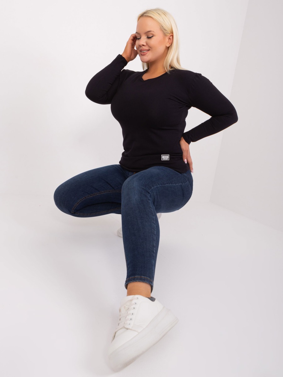 Dámska plus size blúzka s dlhým rukávom DREA čierna
