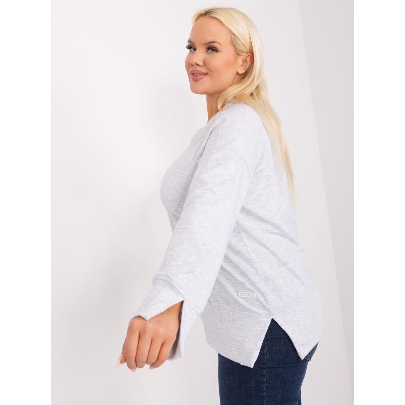 Dámská halenka s rozparky melanžová plus size LOKAS světle šedá  