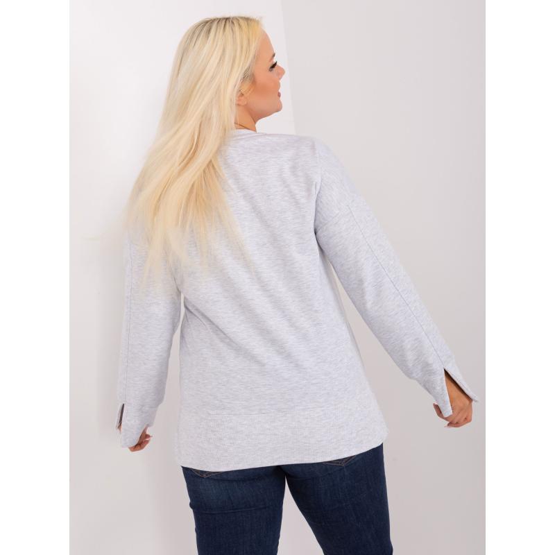 Dámská halenka s rozparky melanžová plus size LOKAS světle šedá  