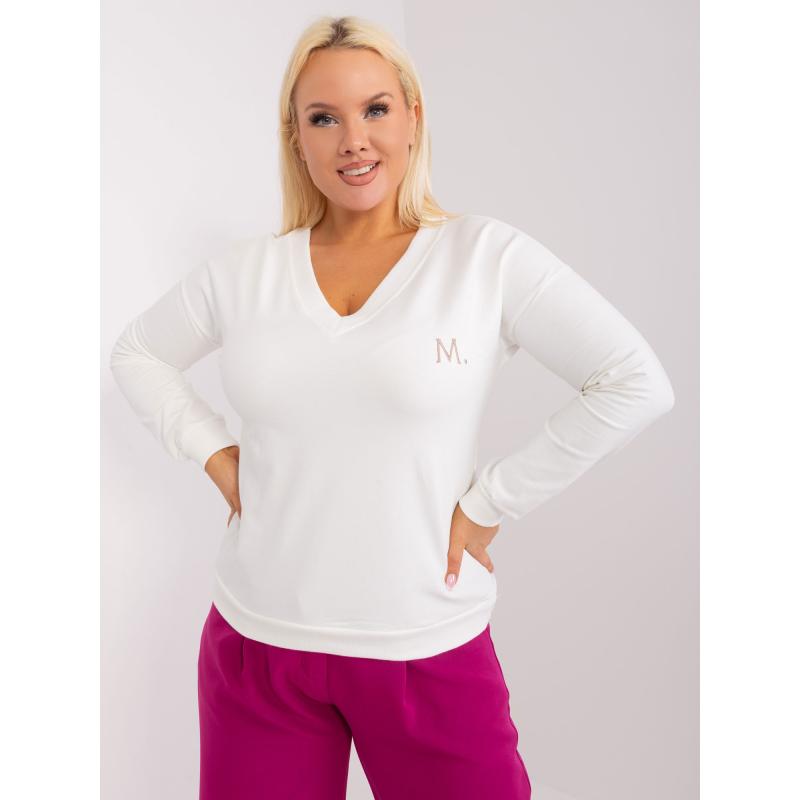 Női plus size blúz bordázott szegéllyel MITA ekrü színben