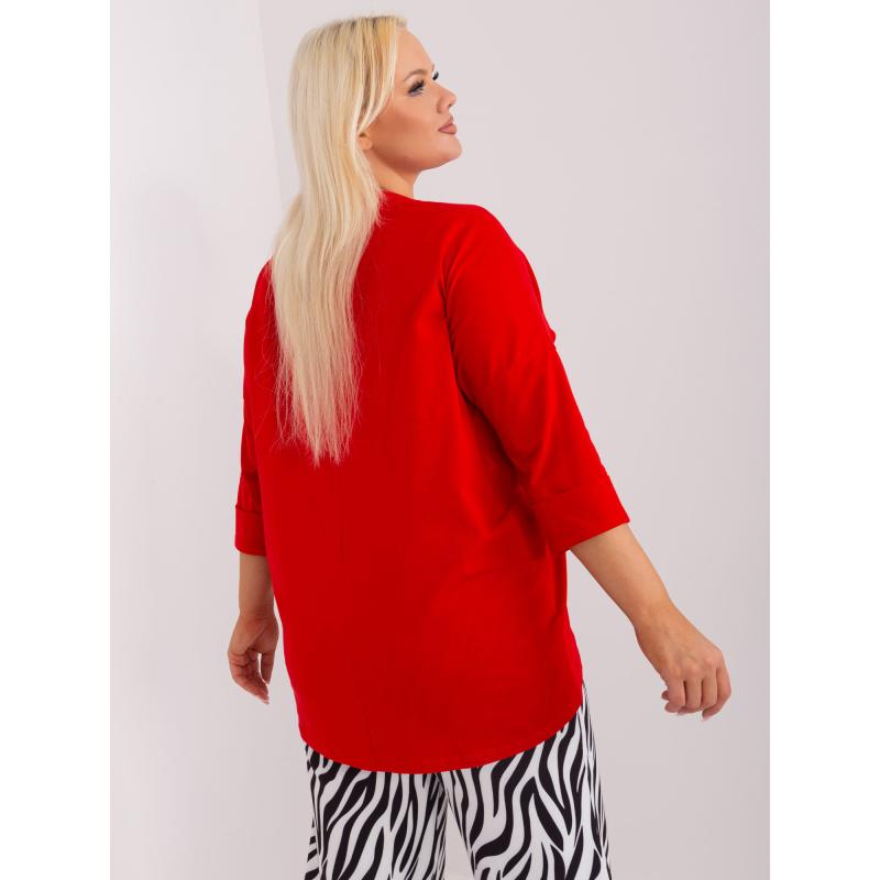 Női plus size blúz kerek nyakkivágással SIRA piros