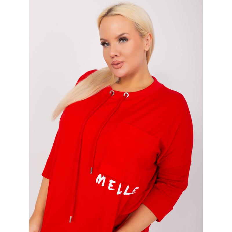 Női plus size blúz kerek nyakkivágással SIRA piros