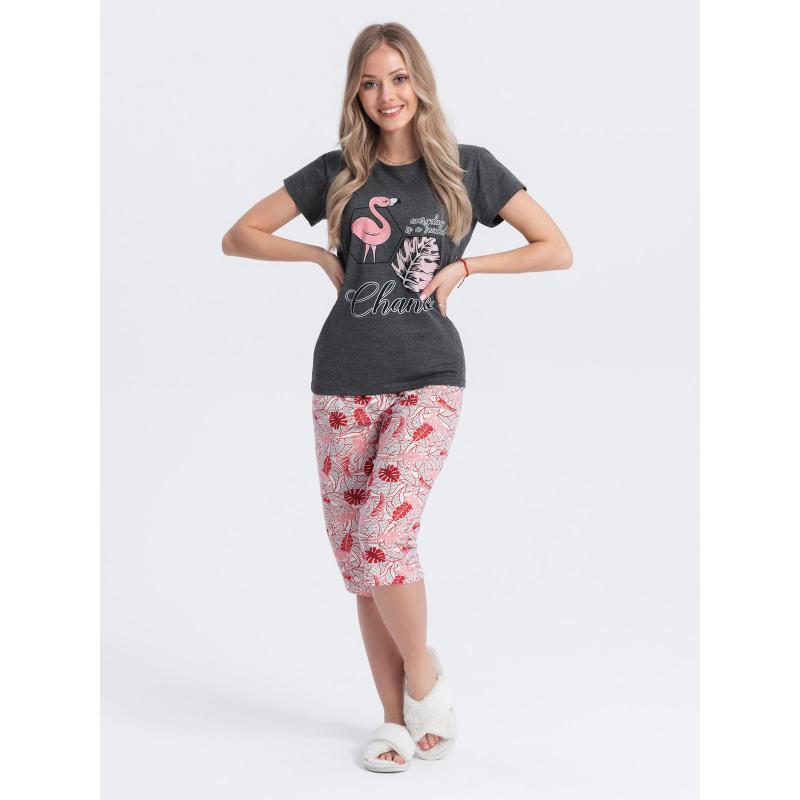 Női pizsama ULR114 sötétszürke/rózsaszín