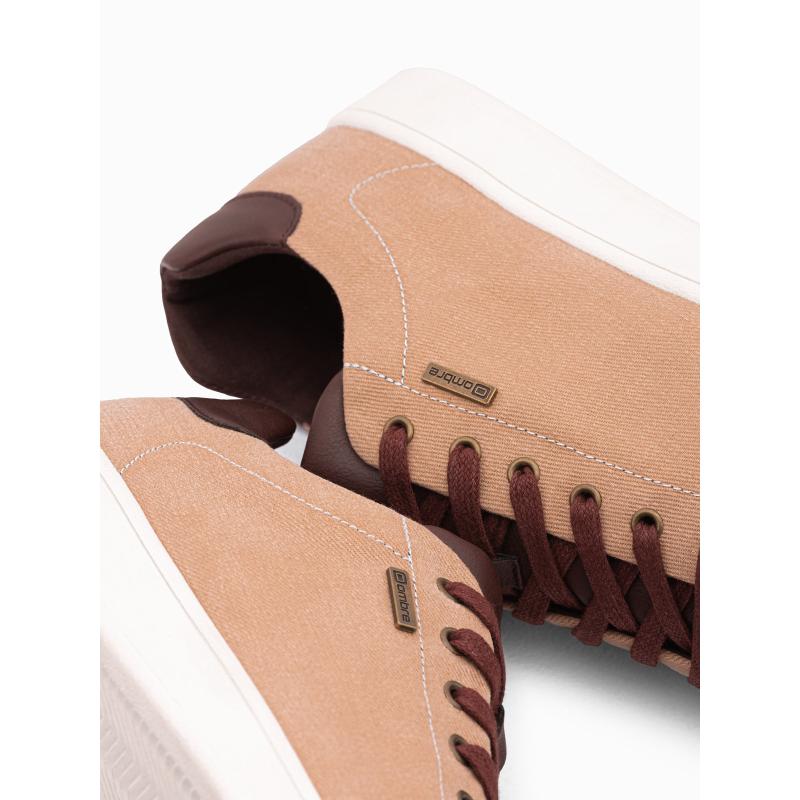 Pánské tenisky z kombinovaného materiálu hnědé V1 OM-FOCS-0108