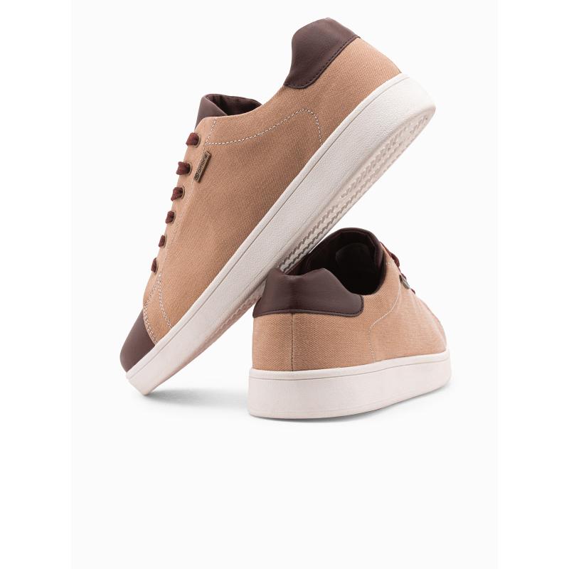 Pánské tenisky z kombinovaného materiálu hnědé V1 OM-FOCS-0108