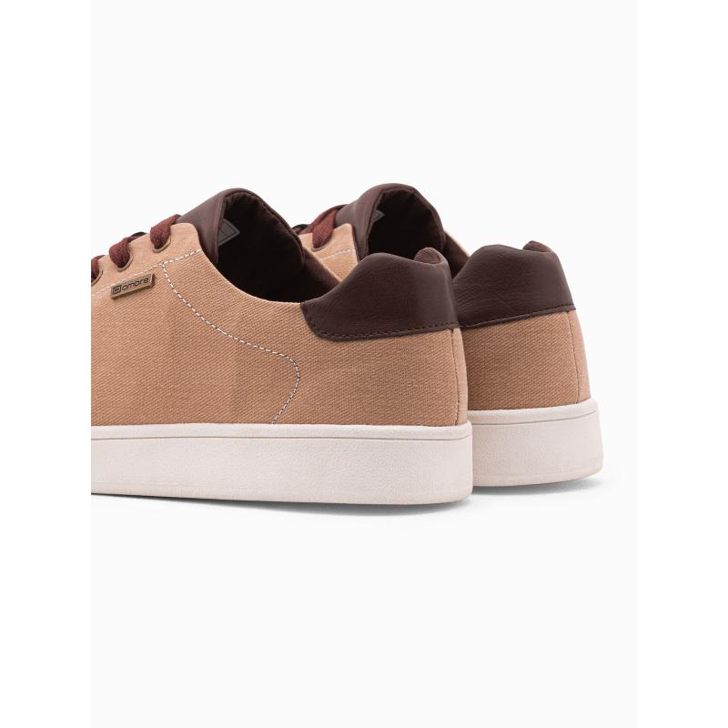 Pánské tenisky z kombinovaného materiálu hnědé V1 OM-FOCS-0108