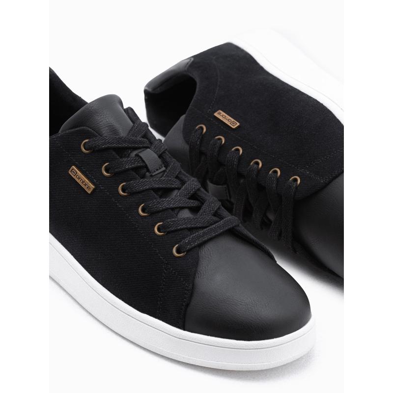 Pánske tenisky zo zmiešaného materiálu čierne V2 OM-FOCS-0108