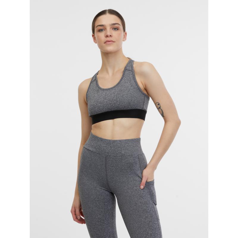 Šedá dámská žíhaná sportovní podprsenka