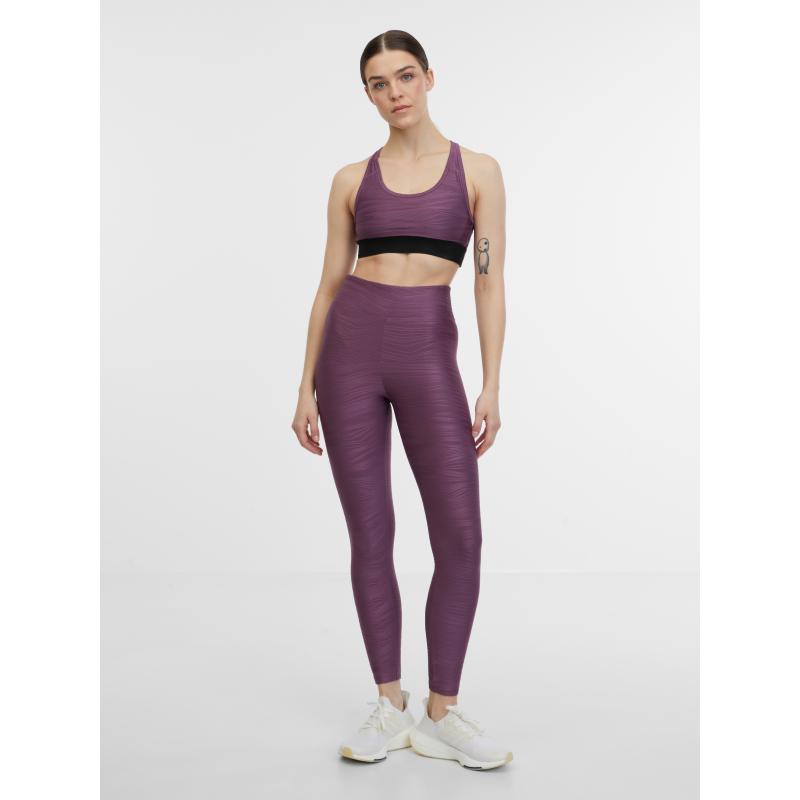 Fialové dámské vzorované sportovní legíny
