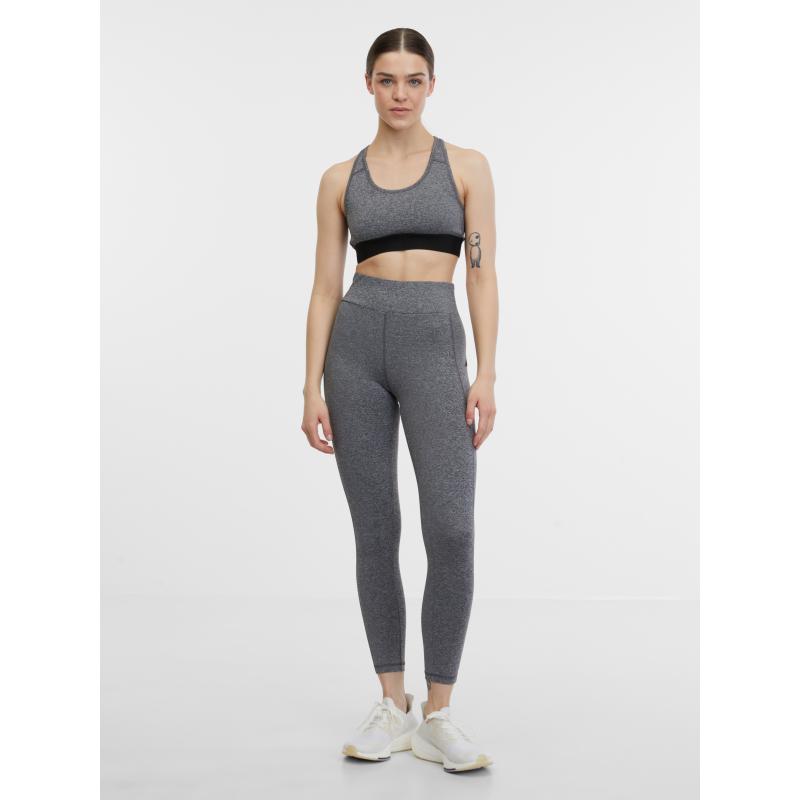 Šedé dámské žíhané sportovní legíny