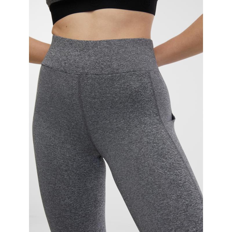 Šedé dámské žíhané sportovní legíny