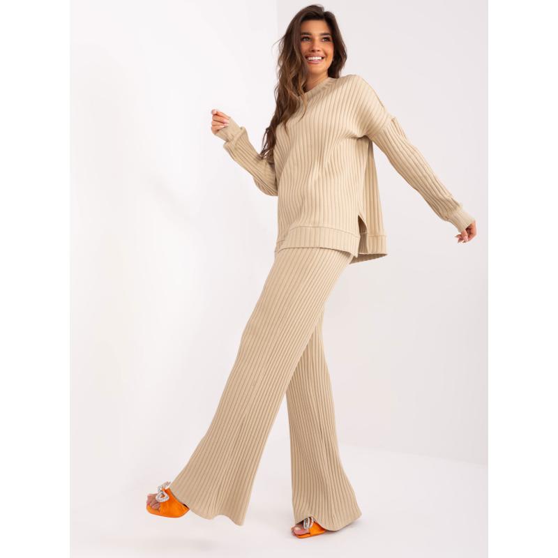 Női csíkos szabadidős szett JUST beige