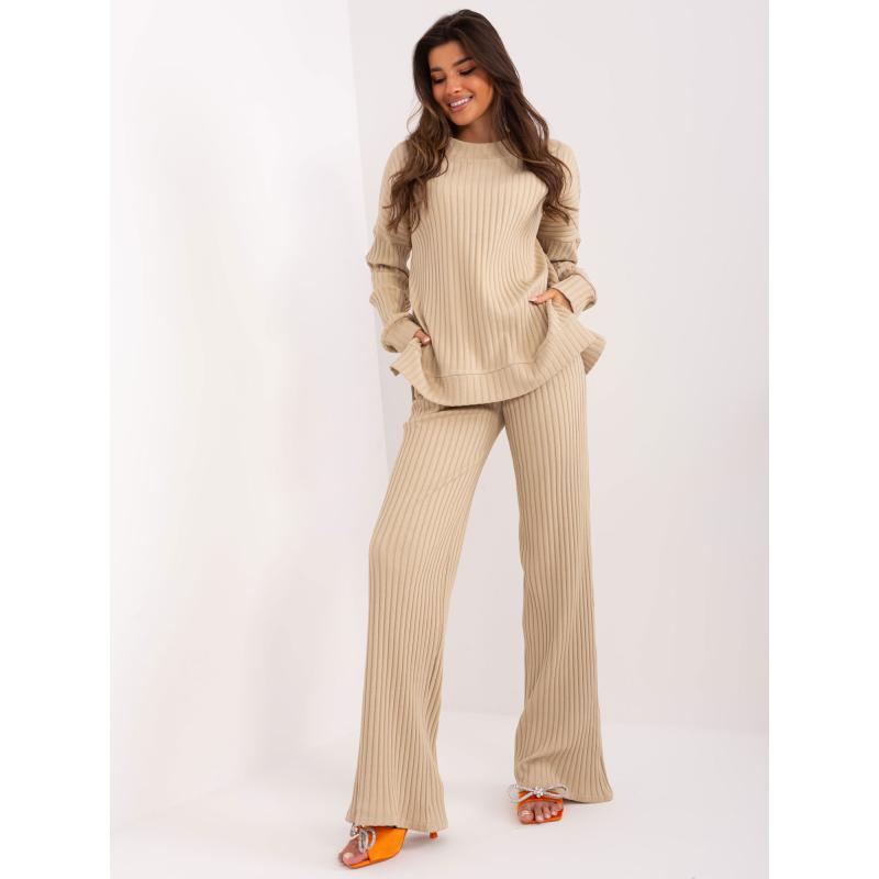 Női csíkos szabadidős szett JUST beige