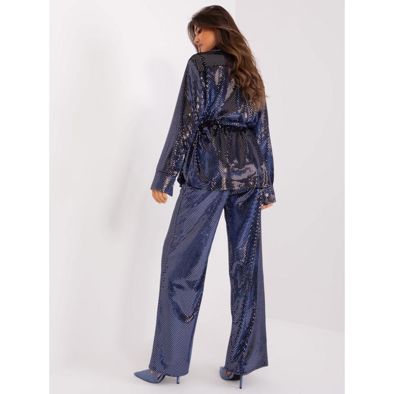 Dámský komplet s flitry ELLA námořnicky modrý