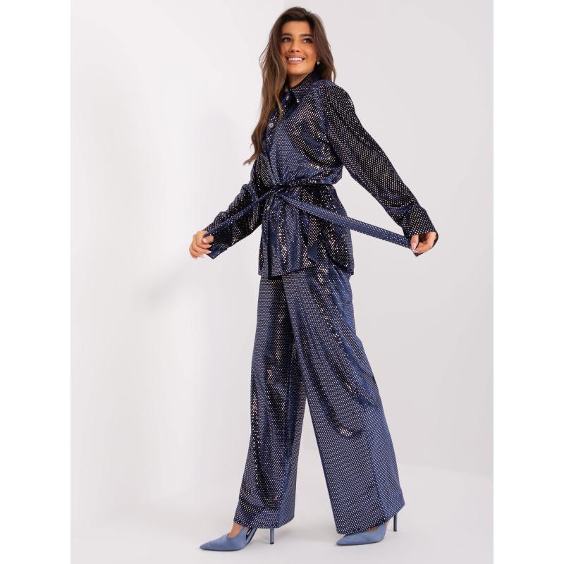 Dámský komplet s flitry ELLA námořnicky modrý