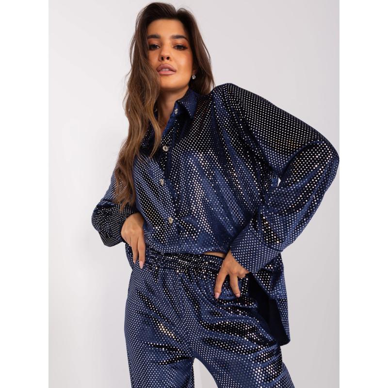 Dámský komplet s flitry ELLA námořnicky modrý