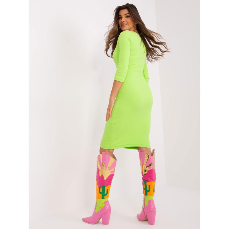 Dámské šaty pruhované vypasované OTIS světle zelené 