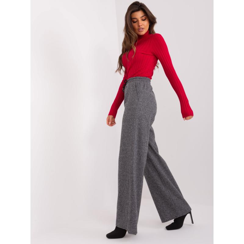 Dámské kalhoty se širokými nohavicemi INGA šedočerné 