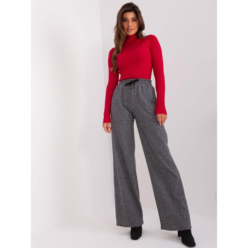 Dámské kalhoty se širokými nohavicemi INGA šedočerné 