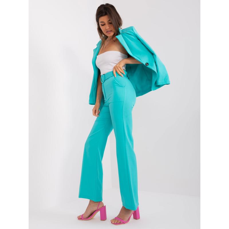 Dámské kalhoty s páskem SILK tyrkysové 