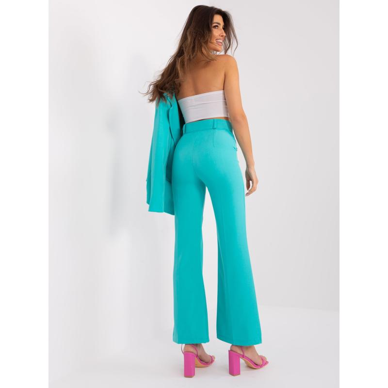 Dámské kalhoty s páskem SILK tyrkysové 