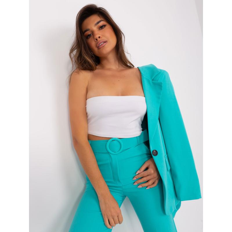 Dámské kalhoty s páskem SILK tyrkysové 