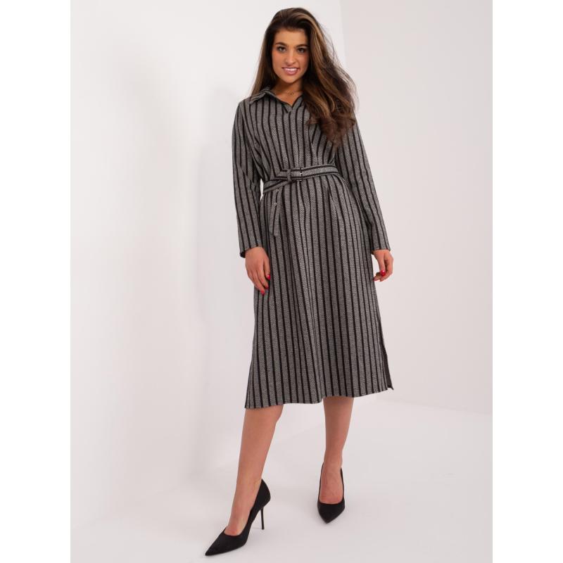 Dámské šaty s límečkem MORA tmavě šedé