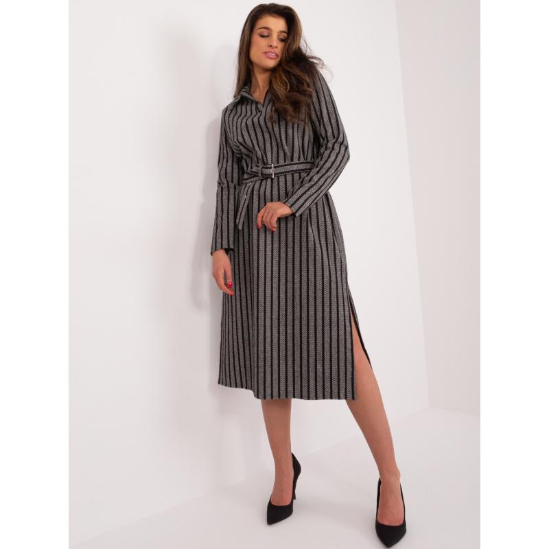 Dámské šaty s límečkem MORA tmavě šedé