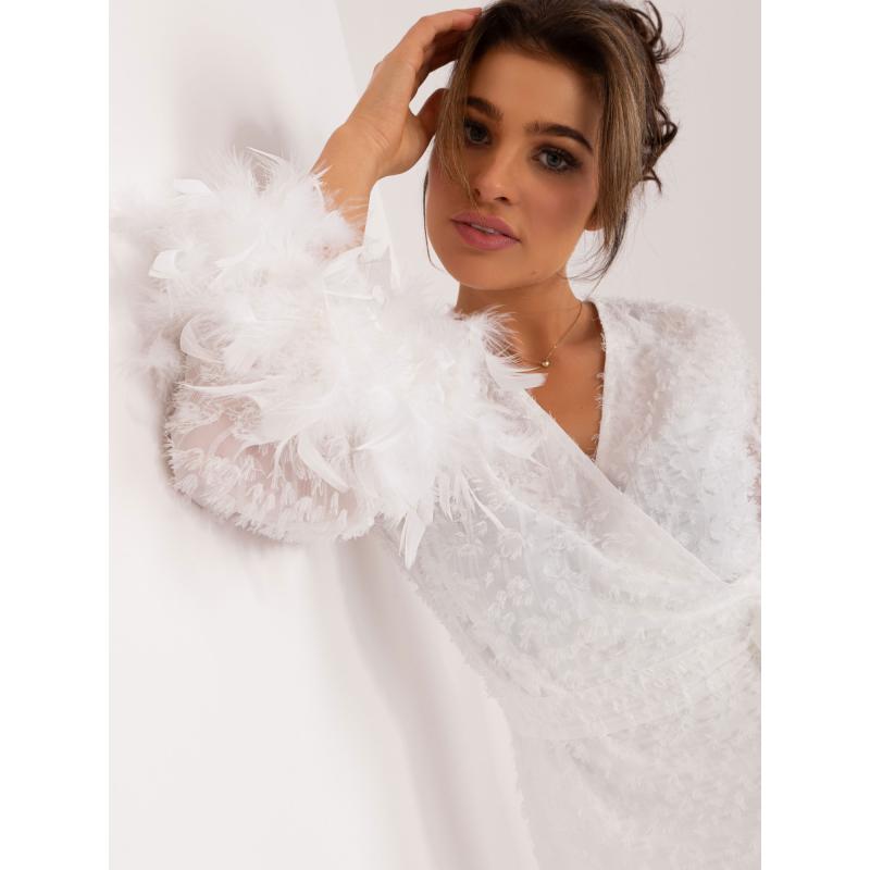 Női félnyakú party blúz fehér