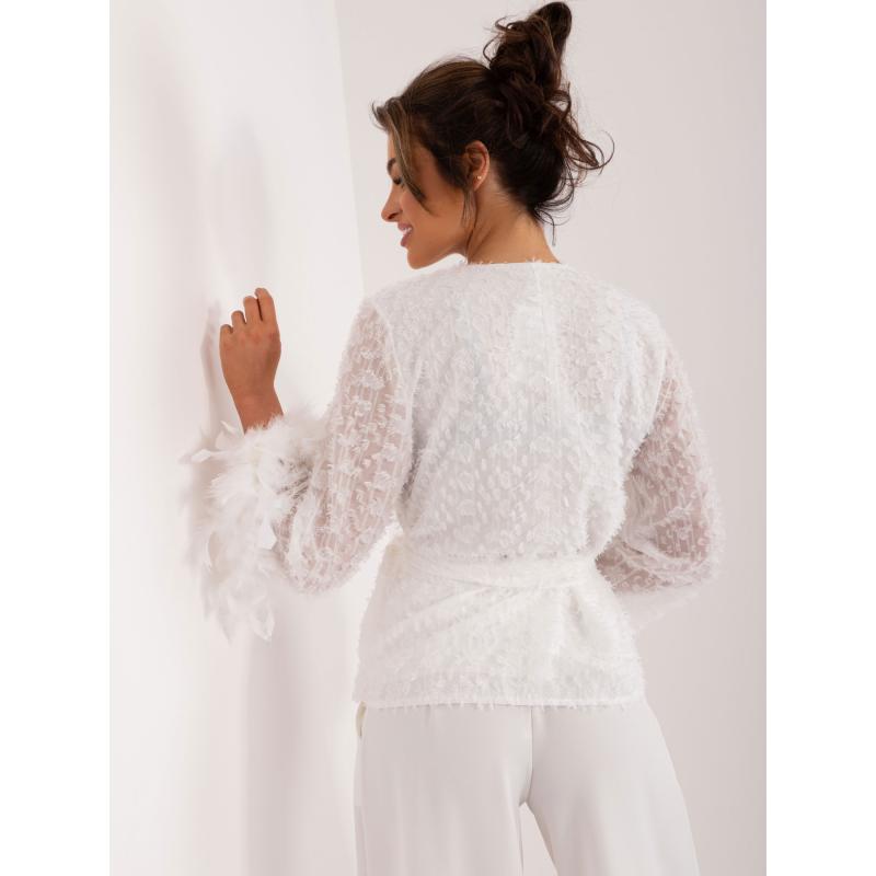 Női félnyakú party blúz fehér