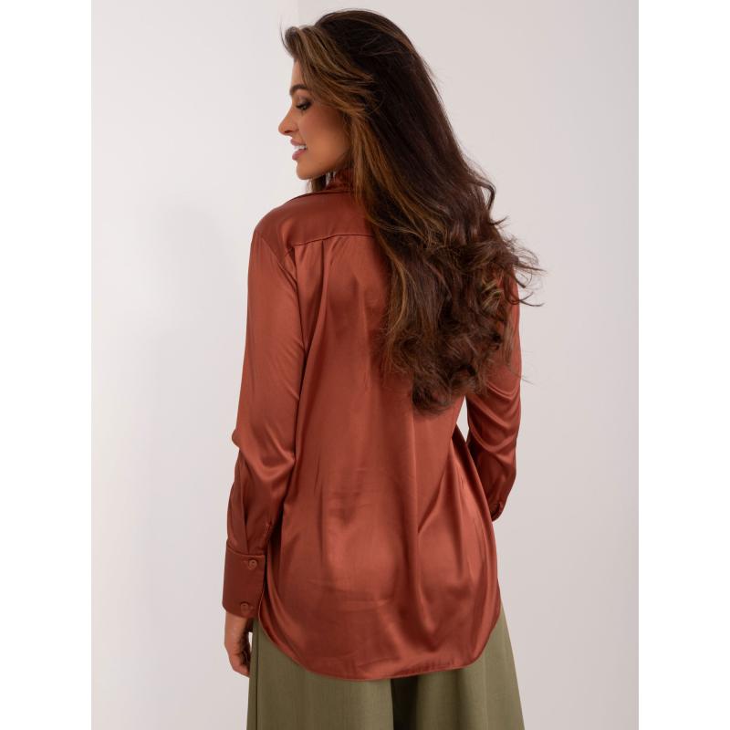 Dámske tričko s golierom BURA hnedé