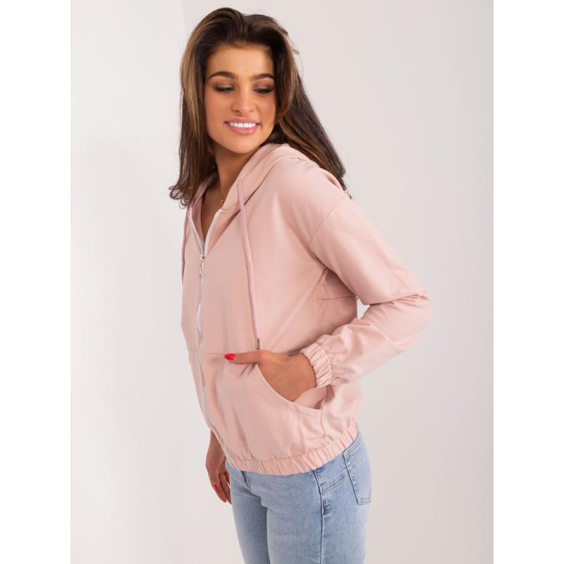 Női kapucnis pulóver BASSE világos rózsaszín