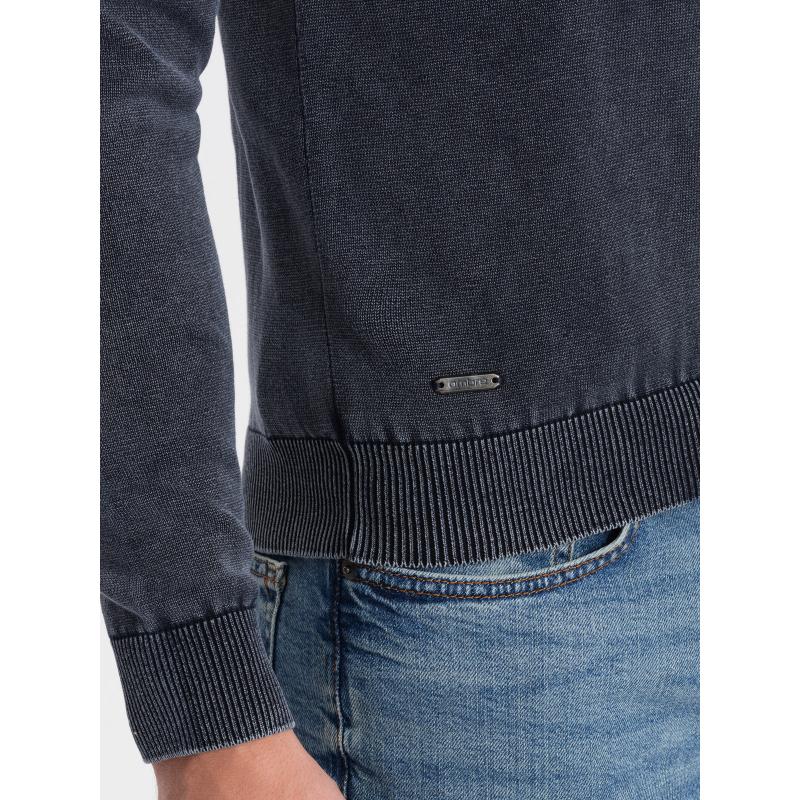 Praný pánský svetr s výstřihem do V V2 OM-SWOS-0108 tmavě modrý 