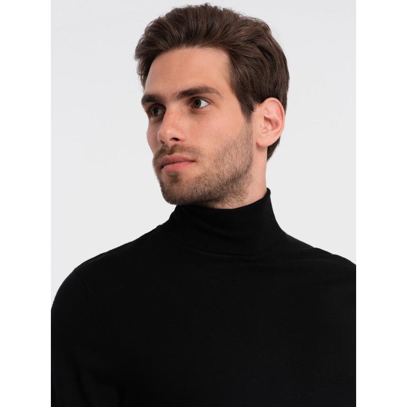 Férfi kötött garbó viscózzal V1 OM-SWTN-0101 fekete OM-SWTN-0101 fekete