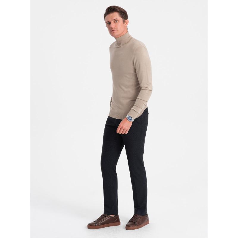 Férfi kötött garbó V5 OM-SWTN-0101 OM-SWTN-0101 bézs bordó, viszkózból