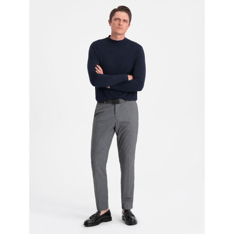 Pánský pletený polopřiléhavý rolák s viskózou V2 OM-SWTN-0100 tmavě modrý 