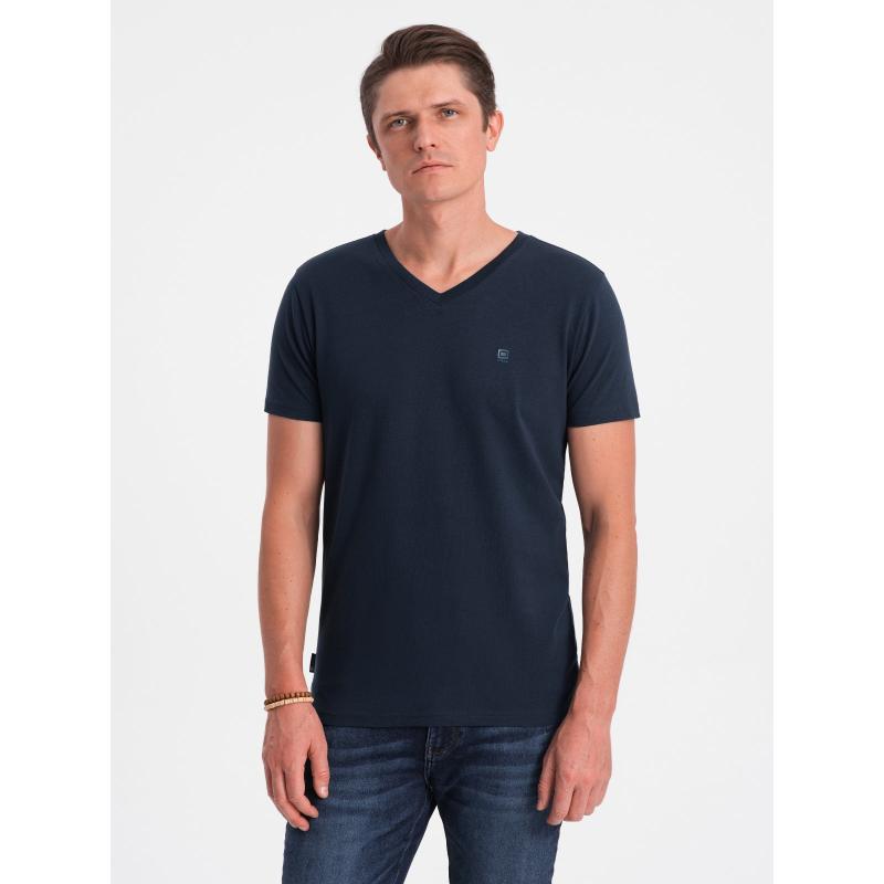 Pánské tričko V-NECK s elastanem V2 OM-TSCT-0106 tmavě modré 